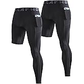 LAFROI Men's 2-Pack One Leg Compression Tights Leggings Waistband with Pocket-YSK11sd
