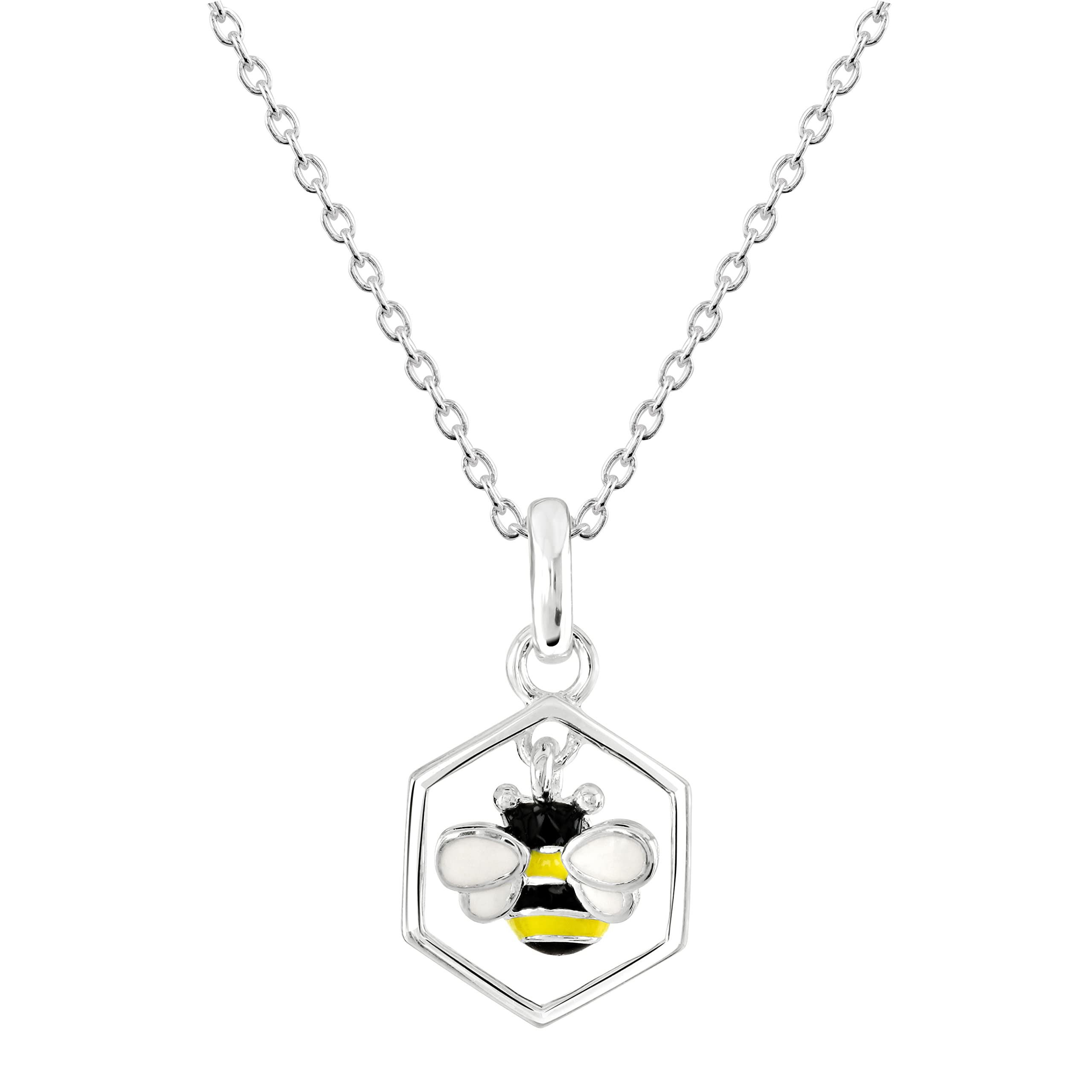 Dew Sterling Silver and Enamel Busy Bee and Combe Necklace - 18"