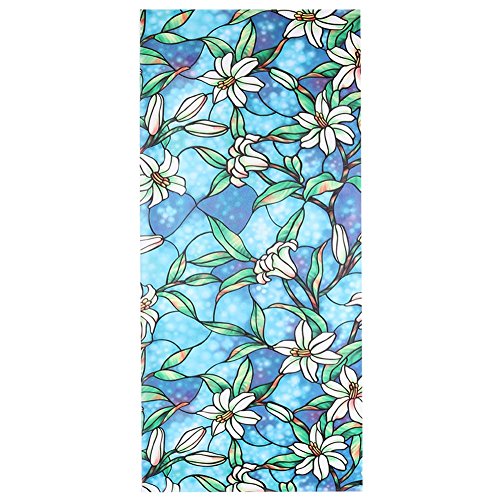 AIQI No Glue Window Film, Self-adhesive Static Sun Insulation Glass Sticker, Window Shades Privacy Stained Free Decorative 5 Styles (17.7 x 39.4inch) (Orchid)