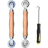 BAYTORY 3Pcs Screen Rolling Tool Kit for Installing Door Mesh Screen Window | Screen Spline Roller Tool with Wooden Handle and Steel/ Nylon Bearing Wheels, Mesh Screen Door Repair Kit Easy to Use