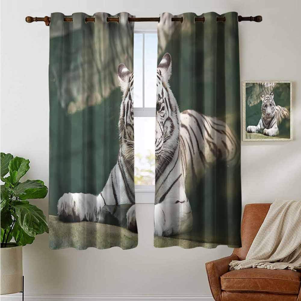 petpany Customized Curtains Tiger,White Tiger Swimming Fun
