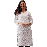 Ada Indian Hand Embroidered Chikankari Ethnic Wear Georgette Kurta Kurti Tunic for Women A95504