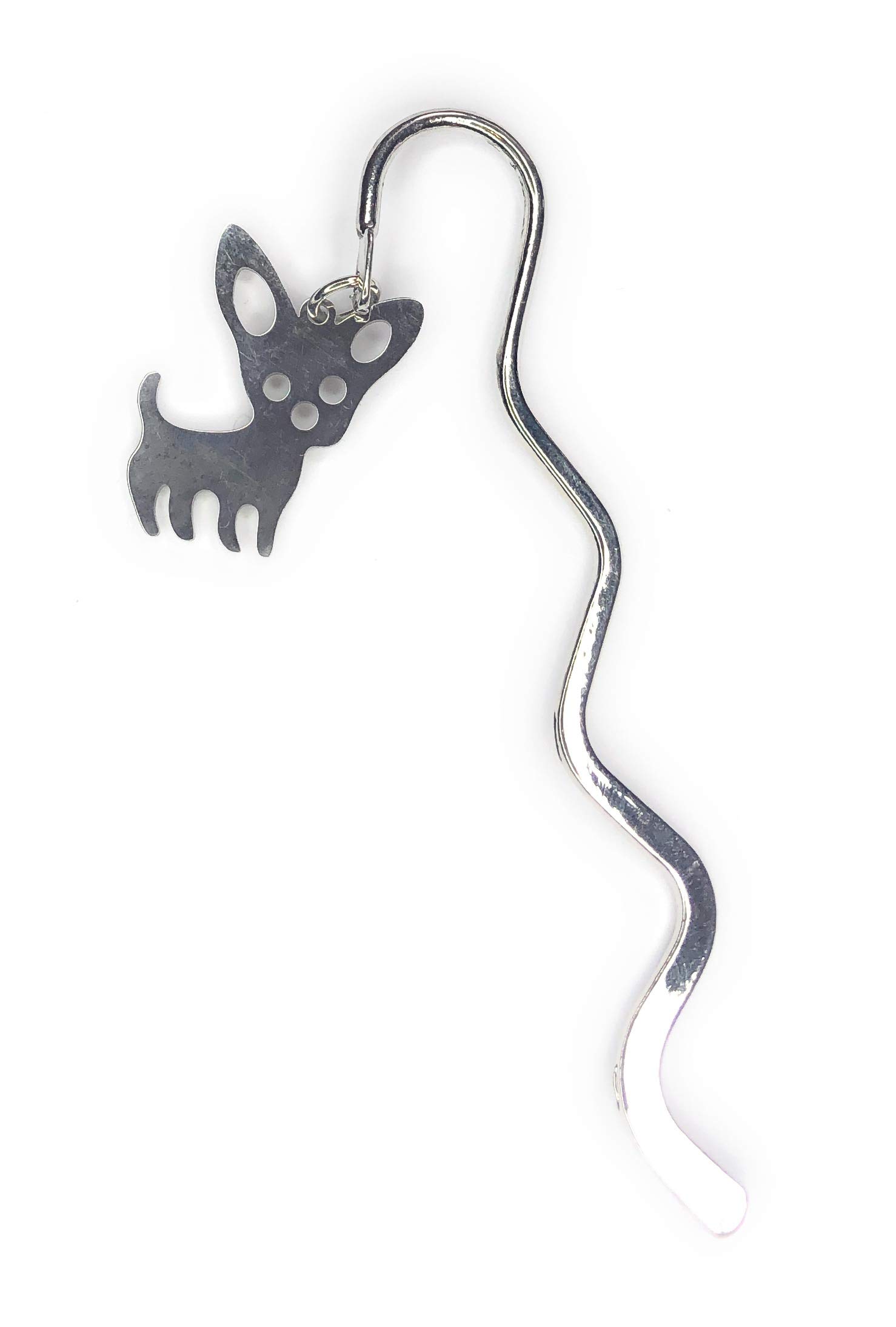 FizzyButton Gifts Chihuahua Dog Puppy Mini Bookmark with Stainless Steel Charm, in Organza Gift Bag