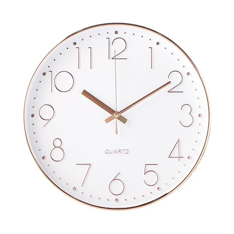 Winomo Geräuschlose Wanduhr, 30 cm, rund, digitale Wanduhr für Wohnzimmer, Schlafzimmer, in Rotgold