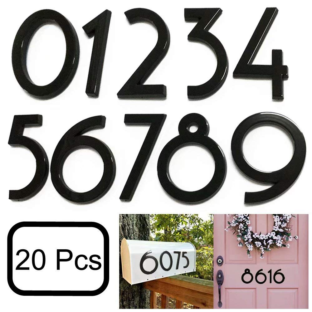 Photo 1 of Diggoo 20 Pack Mailbox Numbers 0-9, 2.76 Inch High, Door Address Numbers Stickers for Apartment, House, Room, Office, Cars, Trucks, Black Plating Process Number Sign