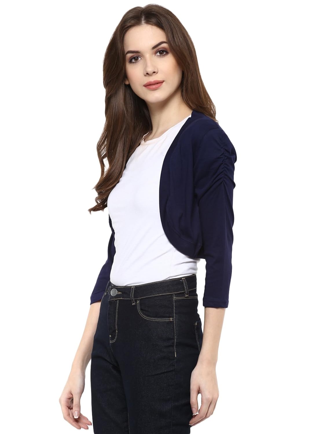 cenizas women's 3/4th sleeve stylish shrug open cardigan