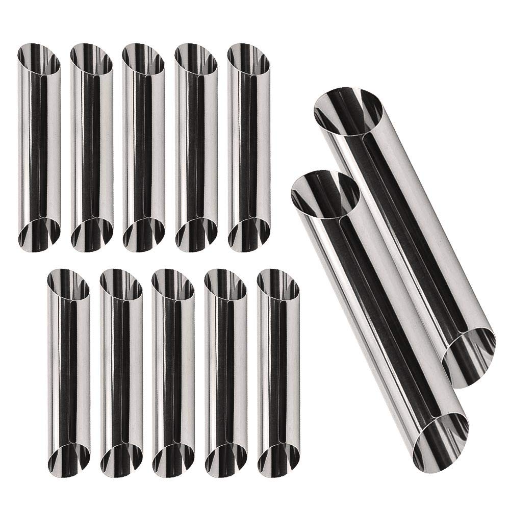 ZDNT 12 Pcs Cannoli Tubes,Stainless Steel Cream Roll Moulds,Cannoli Form Tubes,Cannoli Moulds,Croissant Mold,Pastry Baking Mold Cannoli Tubes Baking Forms Mould for Danish Pastry Pancake
