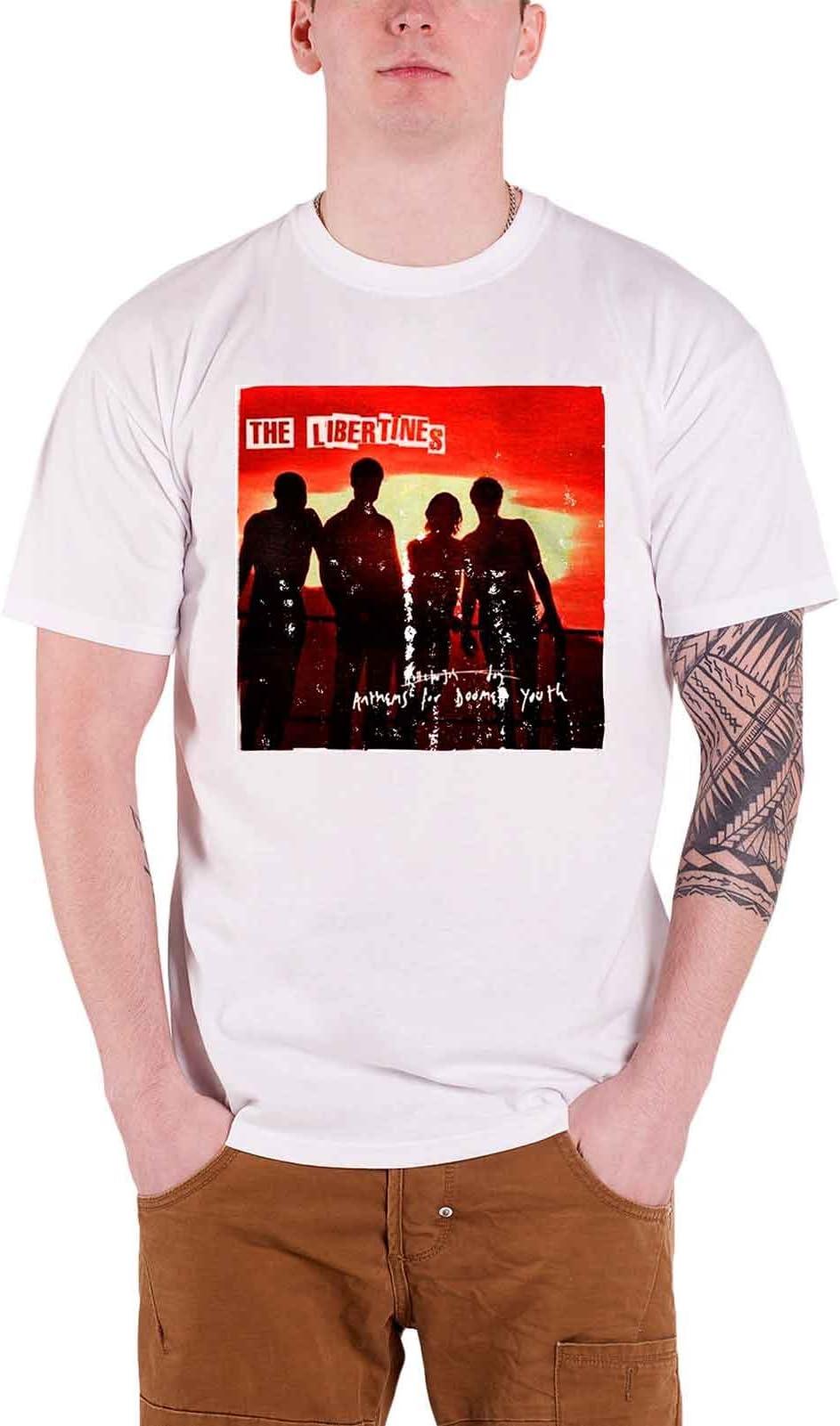 Official Libertines T Shirt Anthems For Doomed Youth Mens White