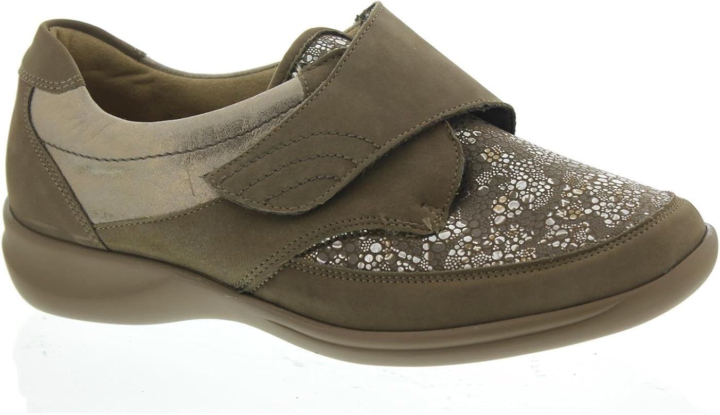 Waldläufer Millu-S, Ortho-Tritt, Nubukleder/Stretch, Taupe, Weite M, Klettverschluss M54306-403 ...