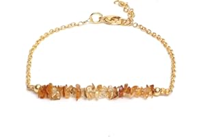 GEMPIRES NATURE’S TREASURE Gempires Natural Chips Bar Bracelet, Energy Healing Crystals, Birthday, Gift for Her, Gemstone Jewelry 8 inch