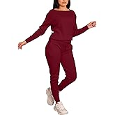 VASAUGE Women's Workout 2 Piece Tracksuit Outfits Long Sleeve Tops Track Sweat Suits Jogger Pants Sets Sweatsuit