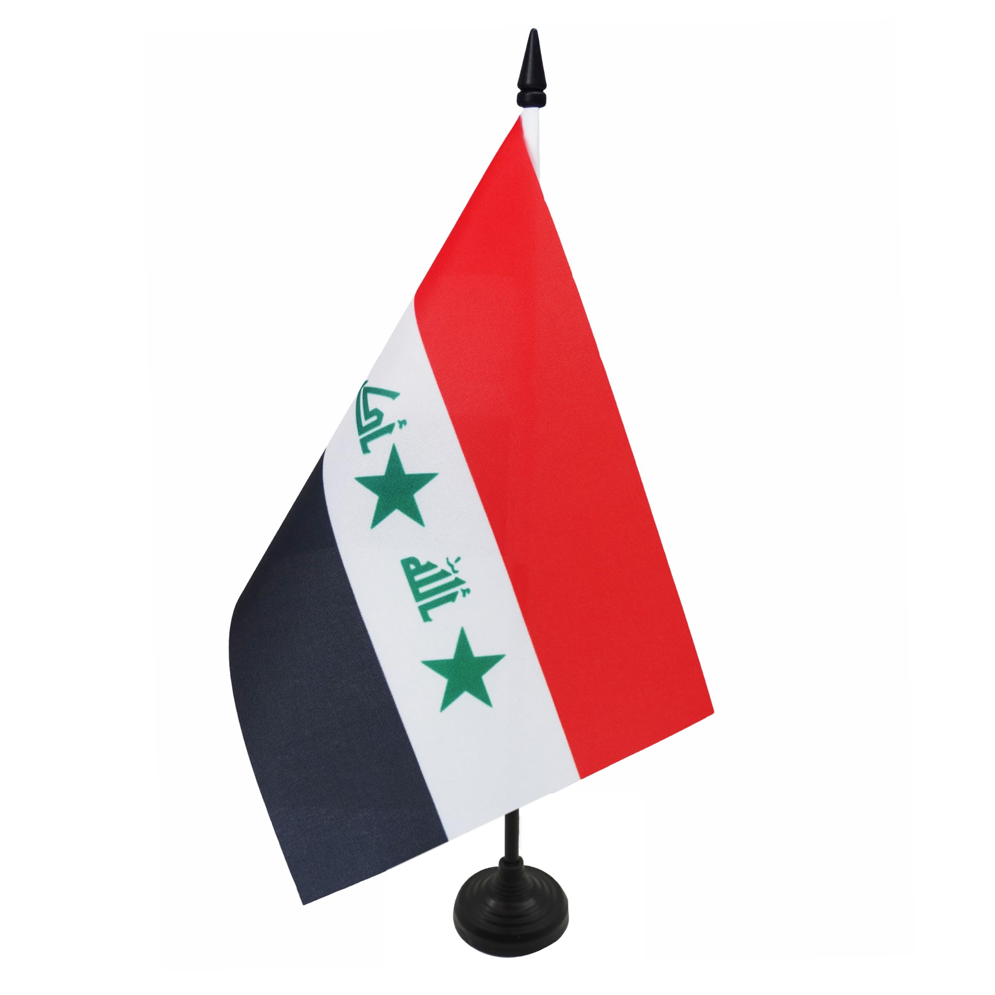 AZ FLAG Iraq Old Table Flag 5'' x 8'' - Iraqi Office Decoration 100% Polyester 21 x 14 cm - Mini Desk Flag with Pole and Black Plastic Base