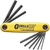 Bondhus 12591 GorillaGrip Set of 9 Hex Fold-up Keys, sizes .050-3/16-Inch