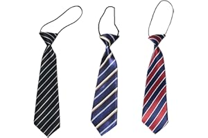 N-KONGJIAN Boys Pre-tied Necktie Ties, 3PCS Pre-tied Neckties, Adjustable Neck Strap Tie for Boys