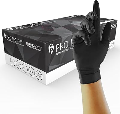 Unigloves PRO.TECT Black GA0045 Nitrile Gloves Extra Large Box 100