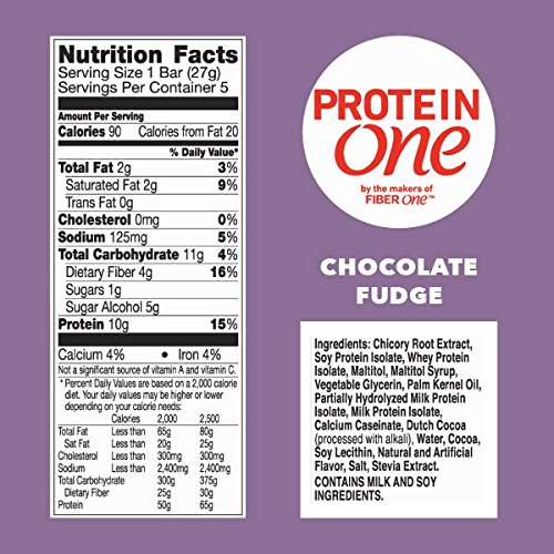 PROTEIN ONE 90 CALORIE PROTEIN BARS, CHOCOLATE FUDGE, KETO FRIENDLY, 5 CT, 4.8 OZ