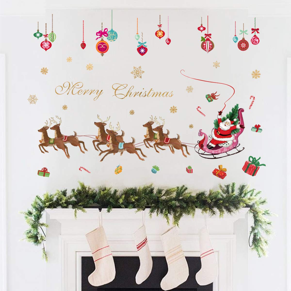 Decalplanet Christmas Wall Decals Xmas Snowflake Window Clings Removable DIY Wall Art Holiday Window Sticker Bedroom Door Décor