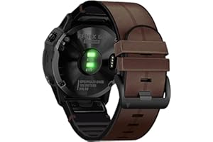 Abanen for Garmin Fenix 7X / Fenix 6X / Fenix 5X Watch Band, Quick Easy Fit 26mm Soft Genuine Leather Hybrid Silicone Sweatproof Wristband Strap for Fenix 5X Plus,Tactix Delta,Fenix 3,Enduro