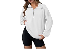 AOREUGL Half Zip Sweatshirt For Women - Waffle Knit Long Sleeve Casual Pullovers, Comfy Outfits 2025, Trendy Preppy Clothes