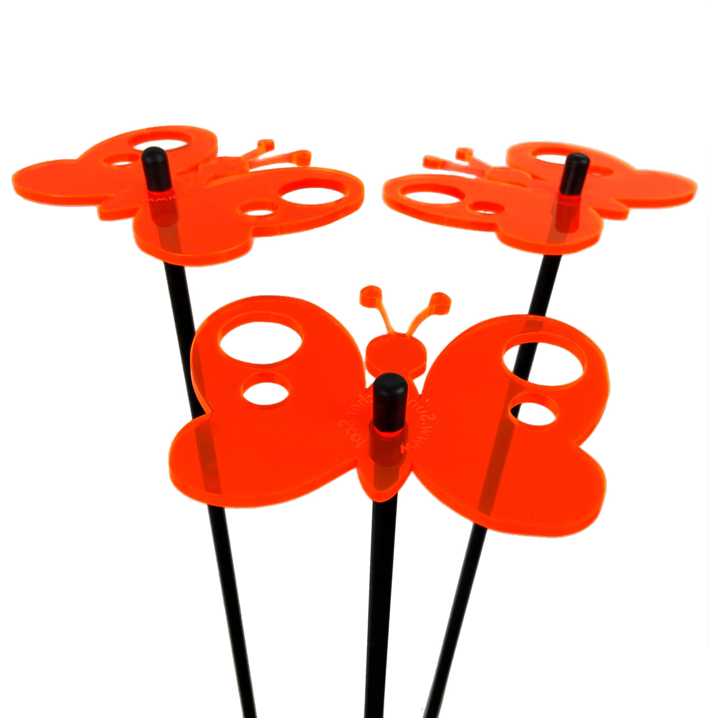 Sun Catcher Garden Decor Glowing Peacock Butterfly Set of 3 Large Fun Garden Stakes 75cm, 29.5 inch high Outdoor Indoor Gift for Gardener, Colour:fluorescent Orange