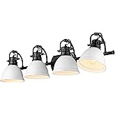 Golden Lighting Duncan BLK 4 Light Bath Vanity in Matte Black with Matte White Shades Shade