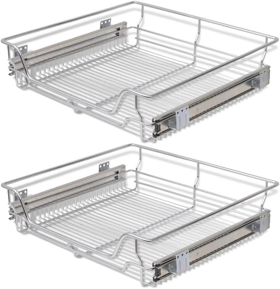 Amazon Com Festnight Pack Of 2 Pull Out Wire Storage Baskets Rack