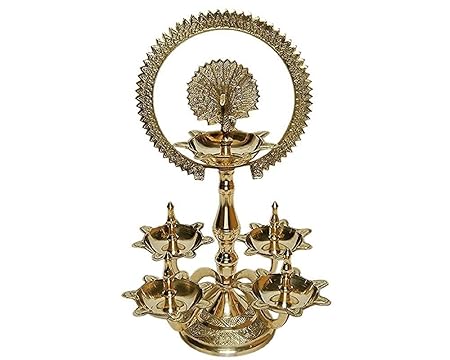 E-Handicrafts Brass Traditional Punch Diya (Gold_12 x 7 Inch)