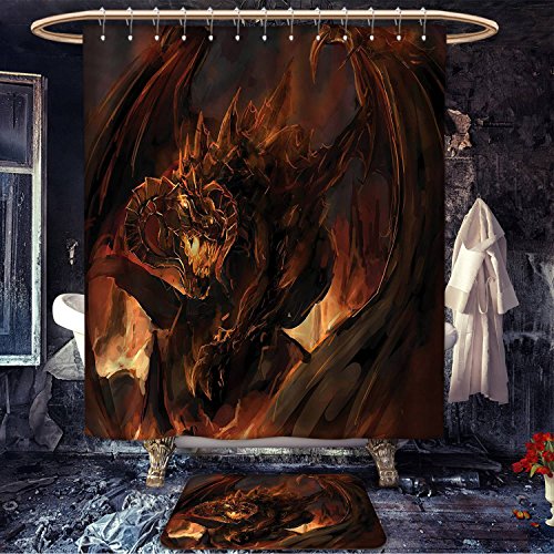 Buy Longbuyer Dragon print Bathroom Accessory Set Demonic Angry Molten