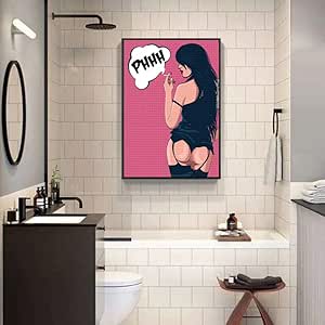 Zqylg Moda inodoro mujer impresiones en lienzo pintura moderno bar