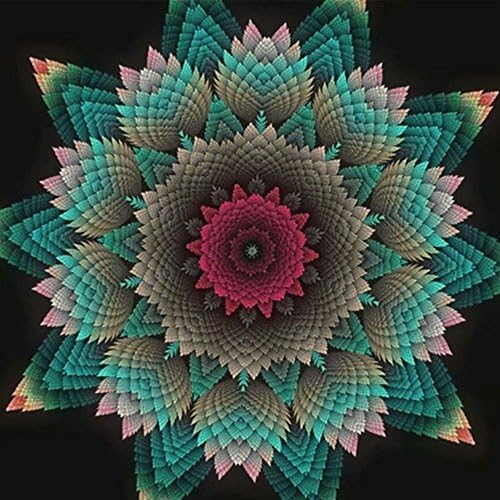 Handser DIY Flower Mandala Diamond Painting by Number Cross Stitch Resin Needlework Home Decor Full Drill Round Mosaic Diamond Embroidery Painting Wall Art Home Craft