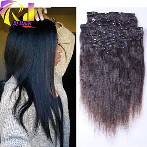 Corase Yaki Clip in Human Hair Extensions 8A Remy Brazilian Light Yaki Clip in Hair Extensions For Black Women 10 pcs/set Stock (18inch 10pcs/set 70g/set)