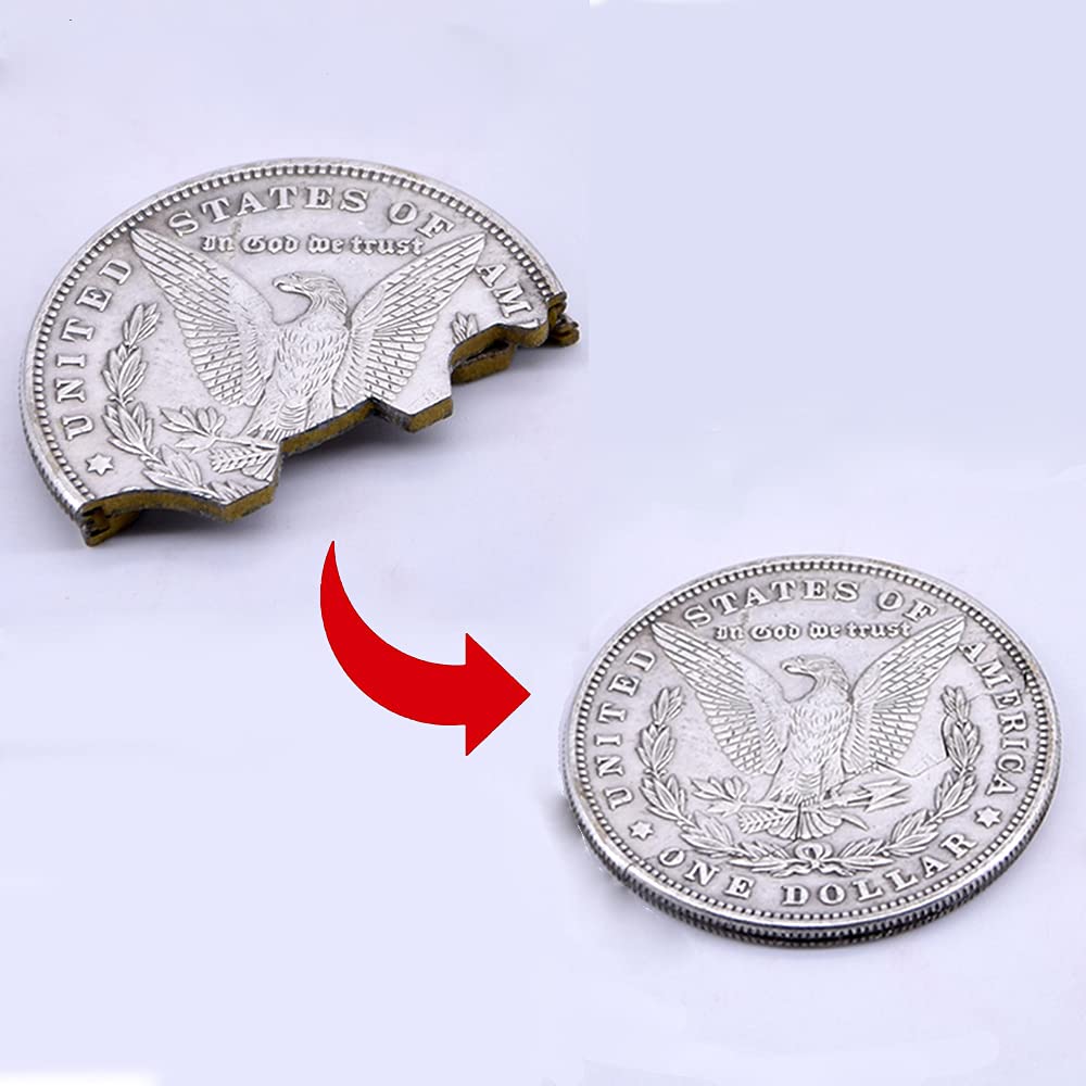 SUMAG Magic Bite Coin Restore Coin (Morgan Version) Appearing/Vanishing Coin Magic Tricks Props Coin magic accessories for stage magic street magic