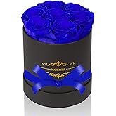 NATROSES 7 Piece Preserved Roses in a Box, Preserved Flowers for Birthday, Flower Gifts for Mothers Day (Royal Blue)