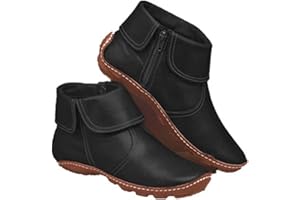 Dbzhuyn Women's Arch Support Ankle Boots Flat Heel Comfy Lace up Side Zip Vintage Booties Fashion Casual Walking Short Boots Slip On Sneaker Boots Women Footwear Fall Winter Outdoor Flat Shoes