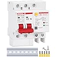 DIHOOL Ground Fault Circuit Breaker with Voltage Surge Arrester Protection, 63 Amp, 2 Poles, AC 120V-240V, DIN Rail Mount Residual Current Circuit Breaker