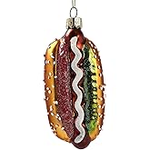 Hanging Ornaments for Christmas Tree 2025 - Hot Dog 3D Glass Blown Tree Decorations, Mini Food Funny Snacks Small Christmas Decor for Xmas Tree Home Outdoor Centerpiece
