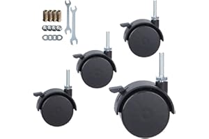 YEWEKE 2 Inch Casters Swivel Stem Caster Wheel 1/4" - 20 x 1 New PP Furniture Shelving Casters Replacement Castors with Brakes (with Brake-Black)