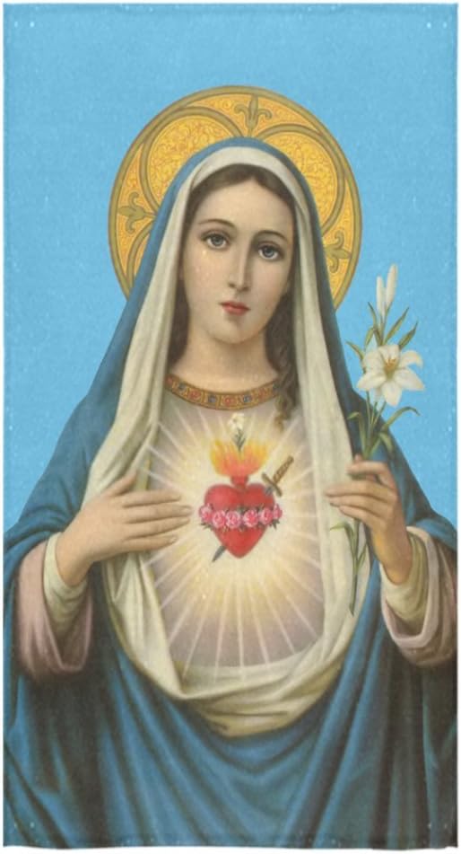 Christmas/Thanksgiving Day Towels Virgin Mary Catholic Religious Gift Thin Soft Towel(One Side)(30x56inches)