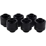 Eiszapfen G1/4" to 10mm ID, 16mm OD Compression Fitting for Soft Tubing, Deep Black, 6-Pack