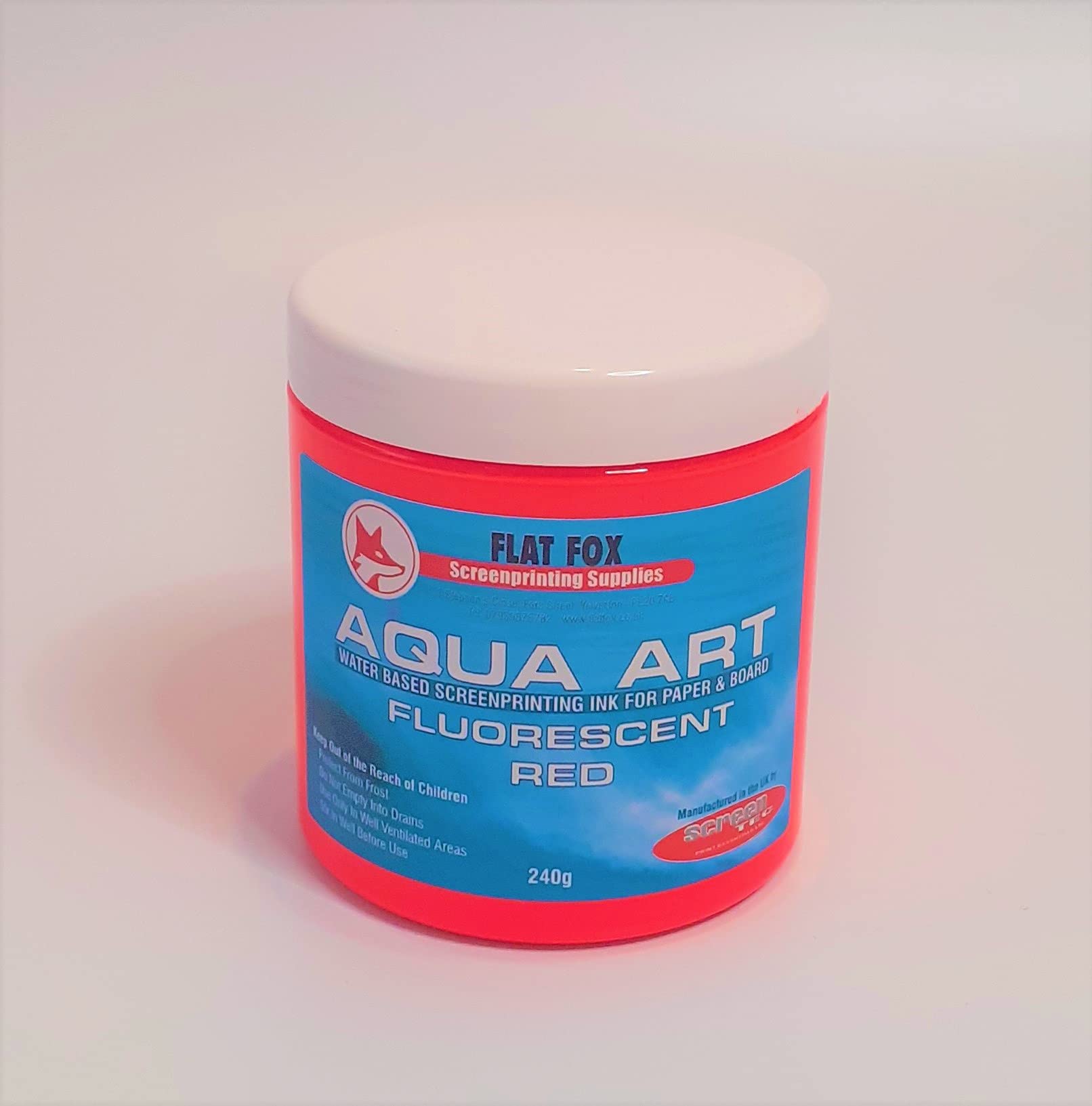Aqua Art Screen Printing Ink for Paper and Card (240g, Fluorescent Red)