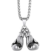 Richsteel 3D Football/Basketball/Soccer/Baseball Ball Boxing Glove Cool Necklaces Pendant for Men, 316L Stainless Steel Sneaker Chain,Trendy Sport Fan Hip Pop Jewelry
