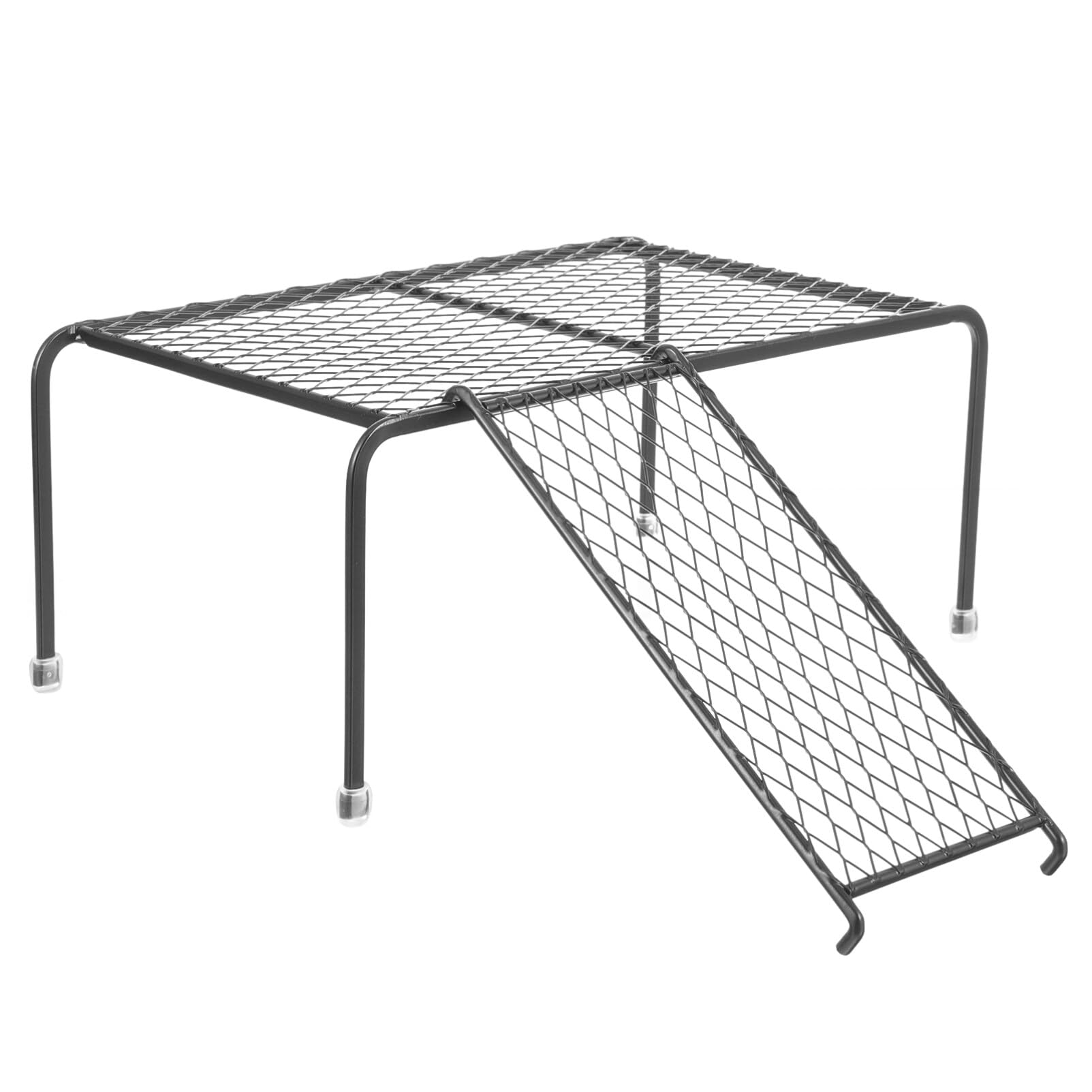 Cabilock Pet Feeding Station Metal Chicken Coop Platform Mesh Rack Ladder Shelf Grey for Convenient Chicken Rack and Cage