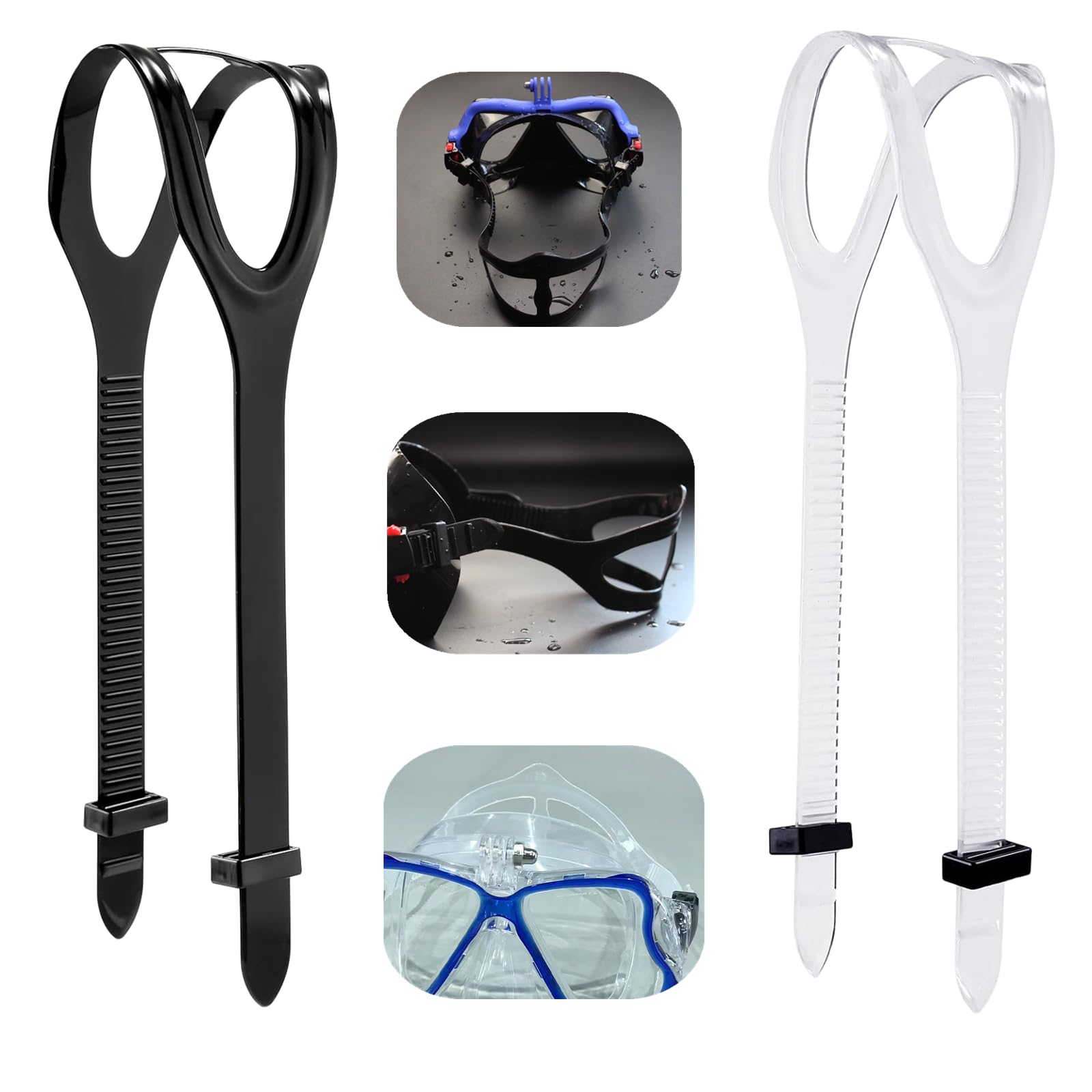 JLEivvi 2 PCS Universal Dive Mask Strap Replacement Silicone Strap for Diving Swimming Snorkeling (Black, 22 * 0.7in)