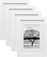 EGOFINE A5 Picture Frame 100% Solid Wood White 14x20 cm Mat Set of 4
