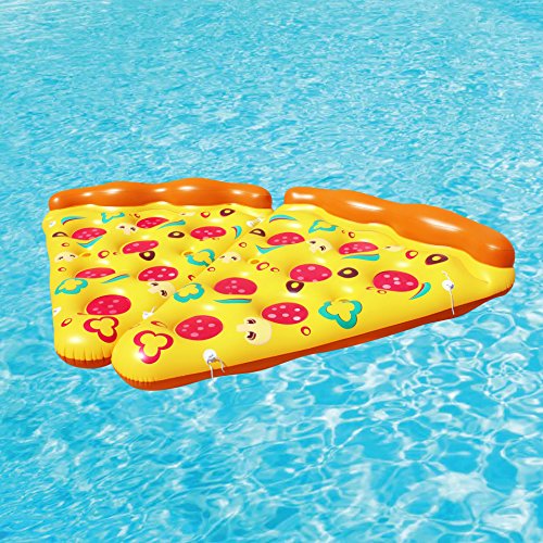 JOYIN Giant Inflatable Pizza Slice Pool Float, Fun Pool Floaties, Swim Party Toy, Summer Pool Raft (1 Pack), Extra Large with Cup Holders