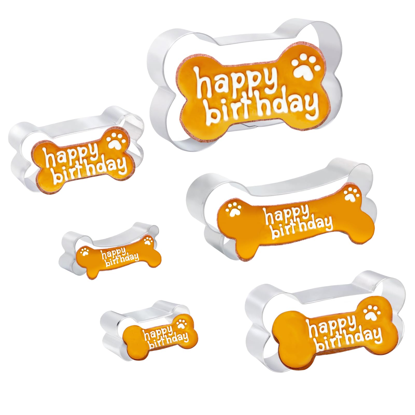 TINGSING 6 Pieces Dog Bone Cookie Cutters Set, Dog Cookie Cutter 5", 4", 3.5", 2", 4.8", 3" Bone Shape Cookie Cutters Stainless Steel Biscuit Mold for Homemade Dog Treats, Sandwiches, Fondant