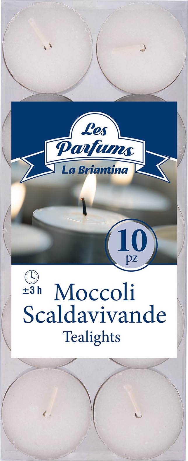 Briancasa MOC00903A Moccoli Tealights, Paraffin Wax, White, Unique