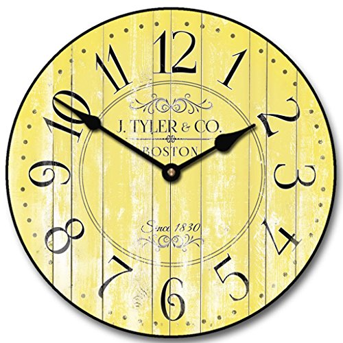 Harbor Yellow Wall Clock,  Whisper Quiet, non-ticking