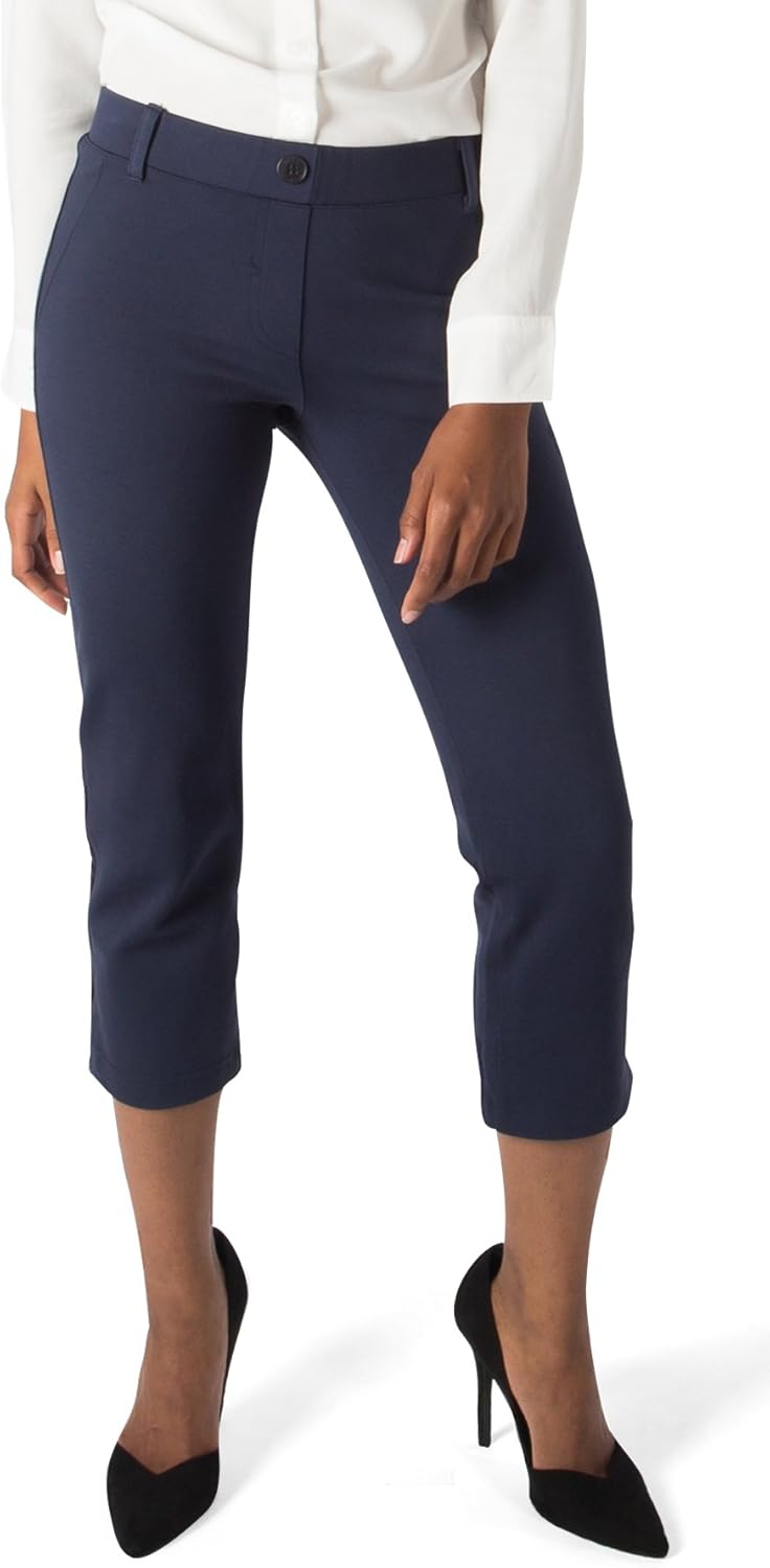 Betabrand Women's Dress Pant Yoga Pants (CroppedLeg) Blue Amazon.co.uk Clothing