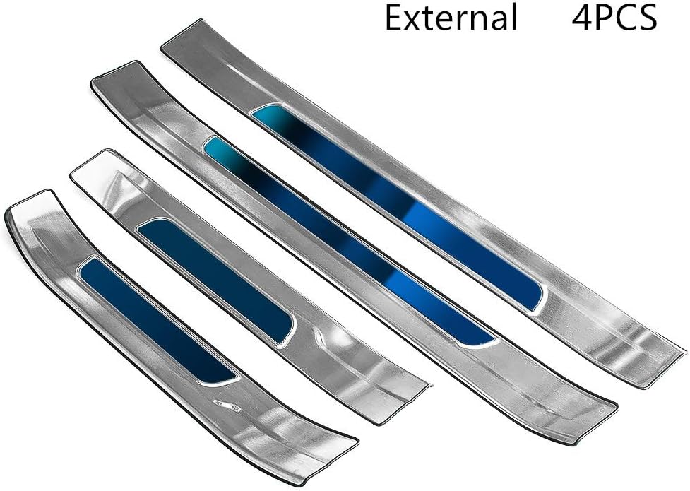 Leesville Car Door Sill Protector for 2012-2018 Toyota Rav4 4th Generation Stainless Steel Door Sill Scuff Plate Guard Sills Protector Protect The Car Door Frame (4 Pcs External)